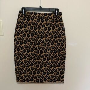 Talbots Petite Animal Print Pencil Skirt 2P